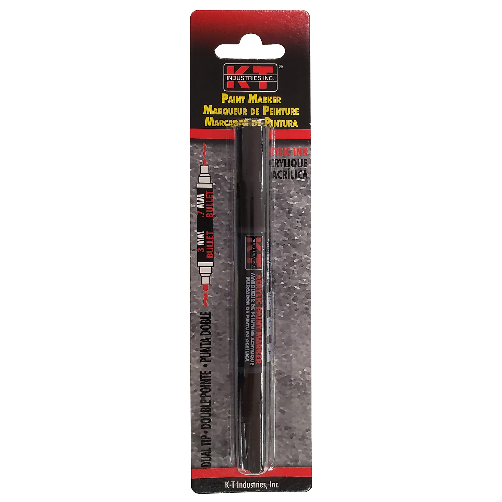 K-T Industries Dual Tip Acrylic Paint Marker — 3mm & 0.7mm, Black, Model# 5-0007